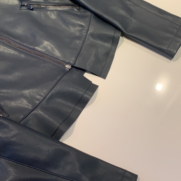 Zara blue/grey peplum faux leather jacket - Picture 4 of 5